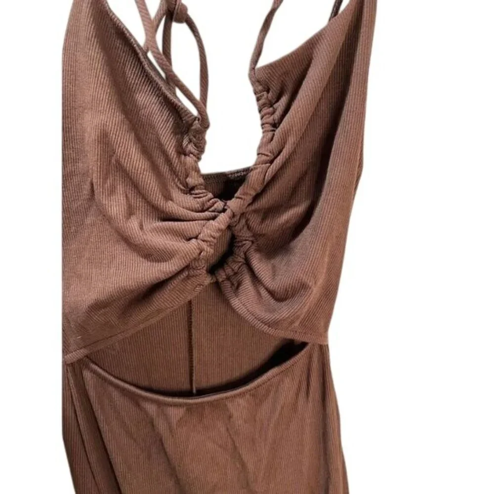 7Day Wknd Lace‎ Up Midi Dress Knit Strappy Small